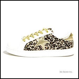 Glitter Star Sneakers Lace Up Low Top Comfortable Cushioned Walking Shoes